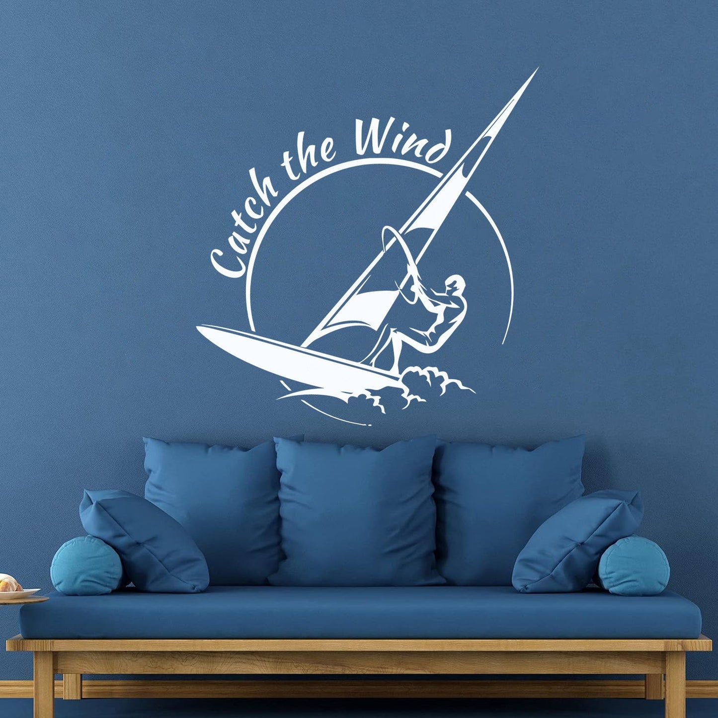 Vinyl Wall Decals Sports Catch The Wind Surf Wave Title Glass Stickers