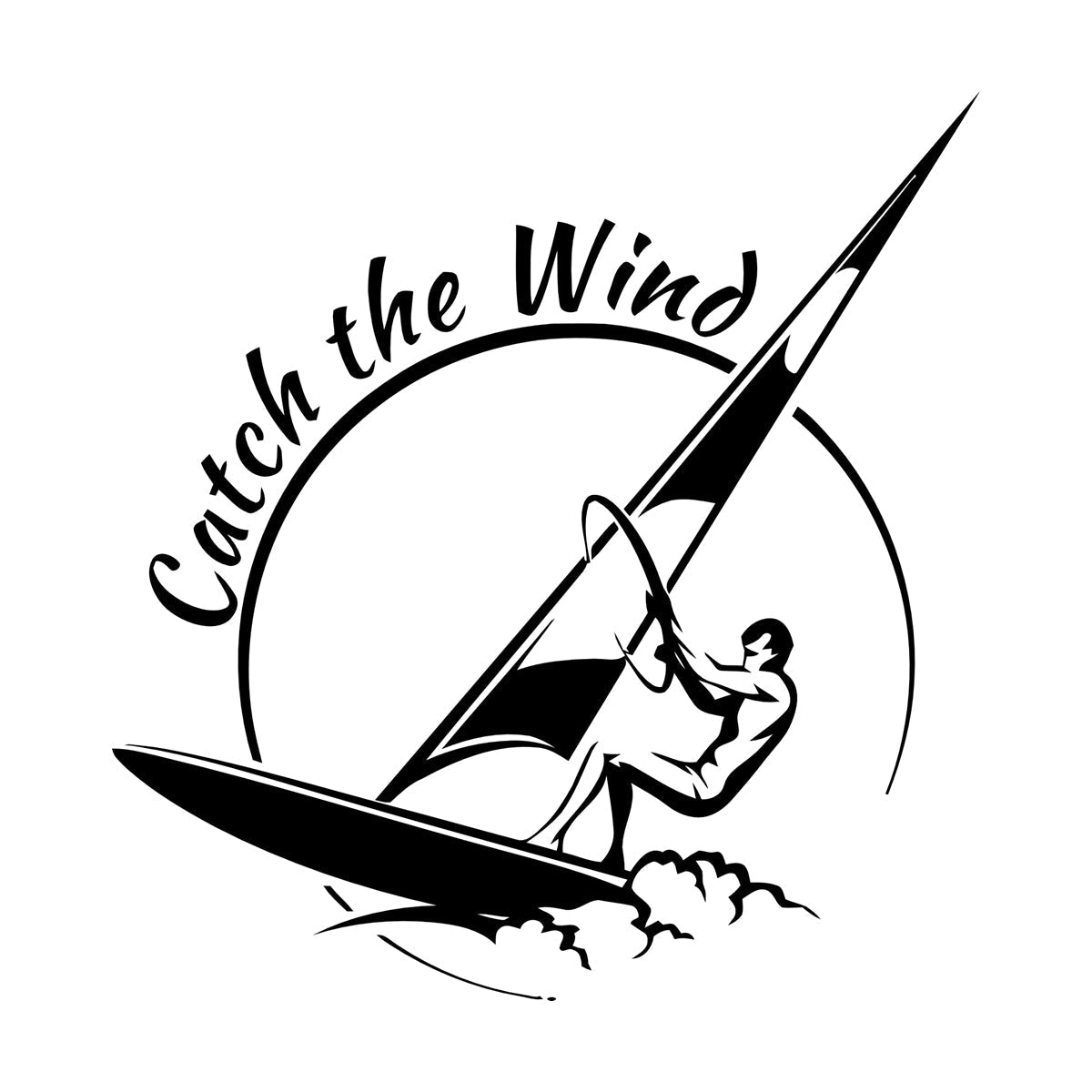 Vinyl Wall Decals Sports Catch The Wind Surf Wave Title Glass Stickers