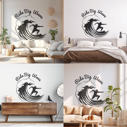 Sports Garage Man Cave Surf Wave Ride Engraving Decals Store Decoration