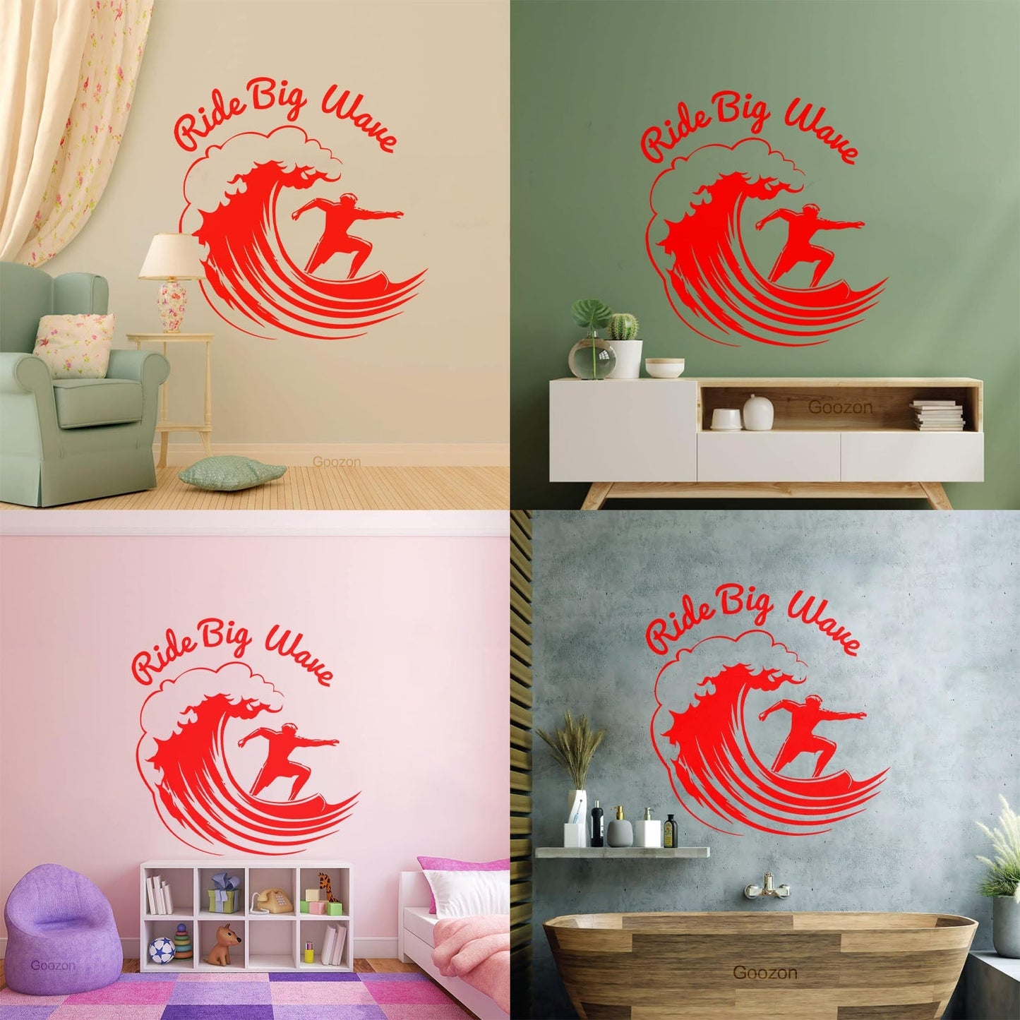 Sports Garage Man Cave Surf Wave Ride Engraving Decals Store Decoration