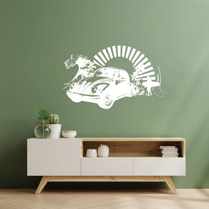 Wall Stickers Paster Paper Bug Antique Car Surfing Beach Garage Or Man Cave Removable Without Leaving Glue