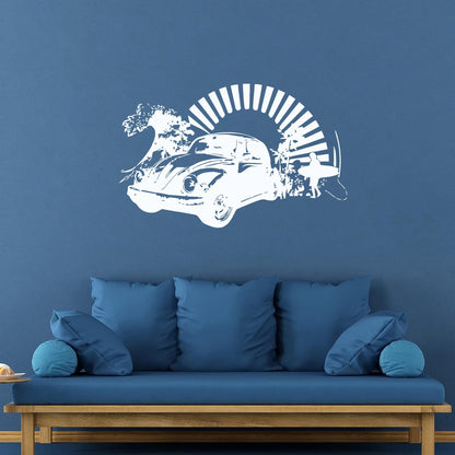 Wall Stickers Paster Paper Bug Antique Car Surfing Beach Garage Or Man Cave Removable Without Leaving Glue
