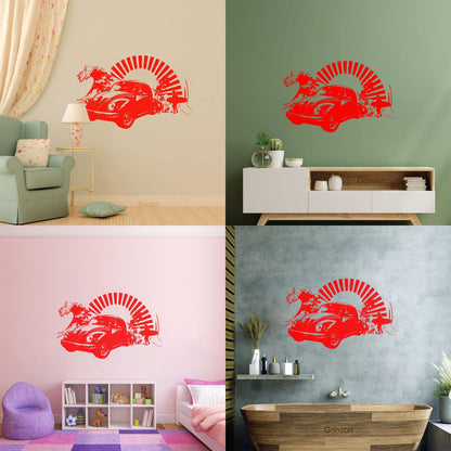 Wall Stickers Paster Paper Bug Antique Car Surfing Beach Garage Or Man Cave Removable Without Leaving Glue