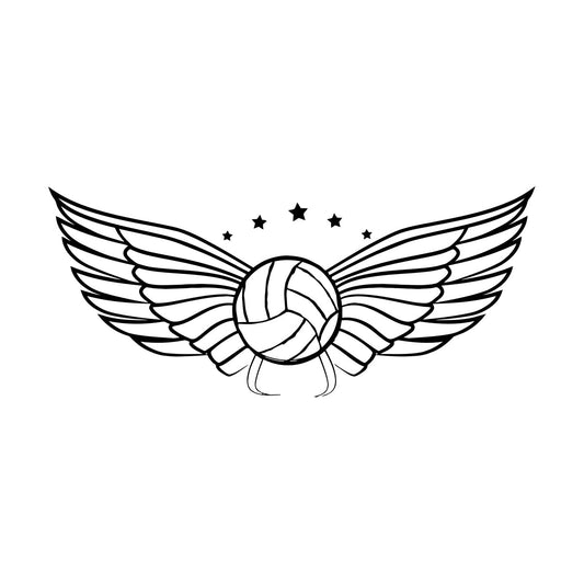 Wall Vinyl Sticker Decor Volleyball Ball Wings Sports Game Competitions Self Adhesive