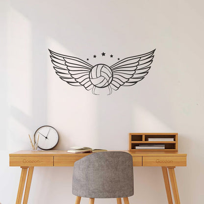Wall Vinyl Sticker Decor Volleyball Ball Wings Sports Game Competitions Self Adhesive