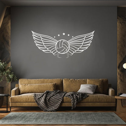Wall Vinyl Sticker Decor Volleyball Ball Wings Sports Game Competitions Self Adhesive