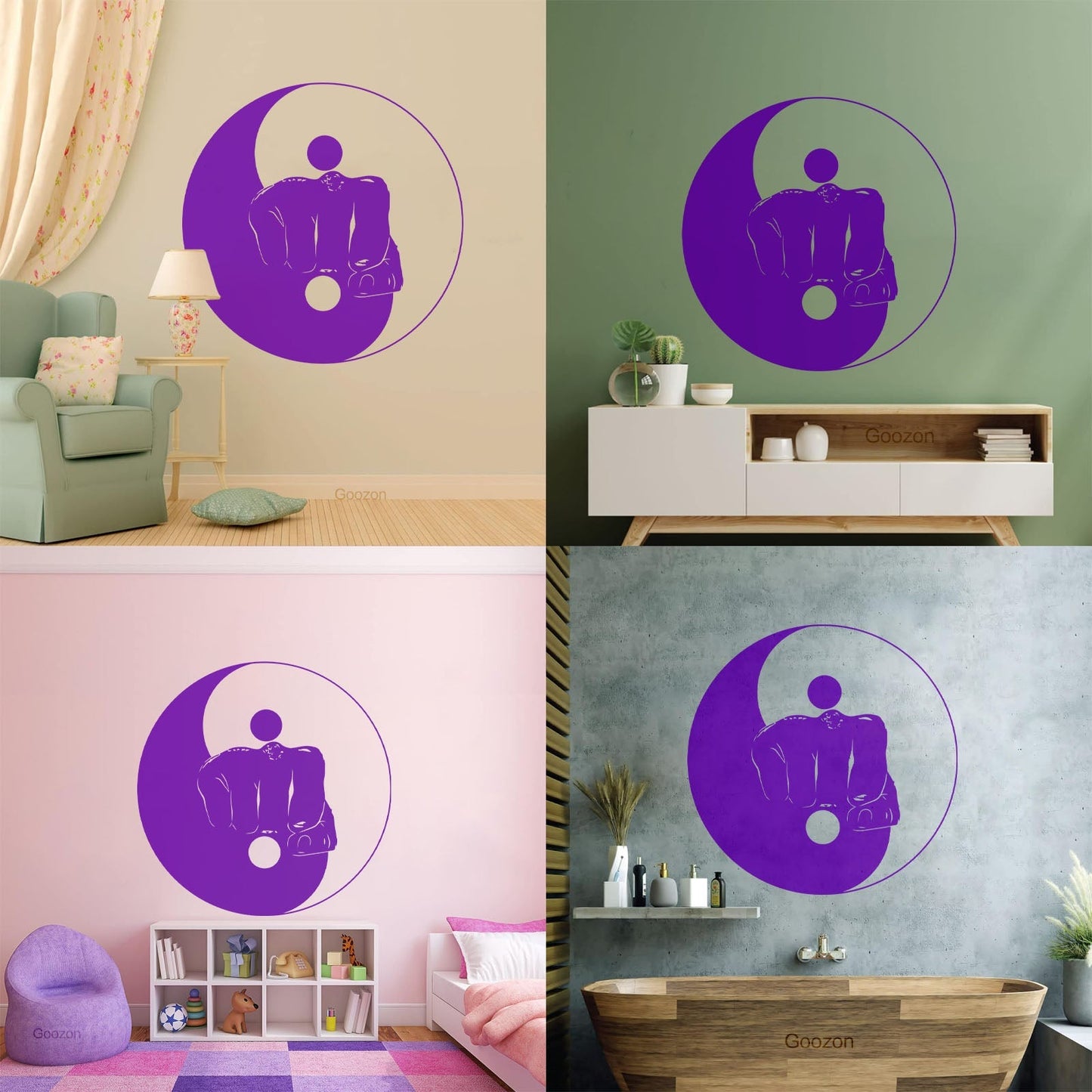 Wall Stickers Yin Yang Martial Arts Sports Fitnesscenter Fight Gymnastics Multi Color Selection