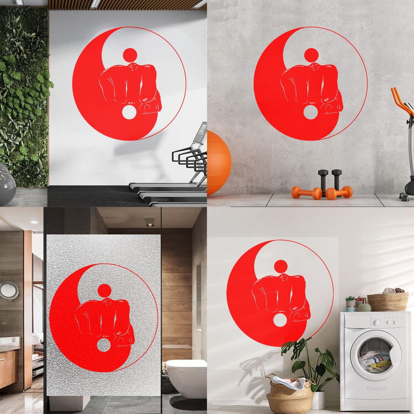 Wall Stickers Yin Yang Martial Arts Sports Fitnesscenter Fight Gymnastics Multi Color Selection