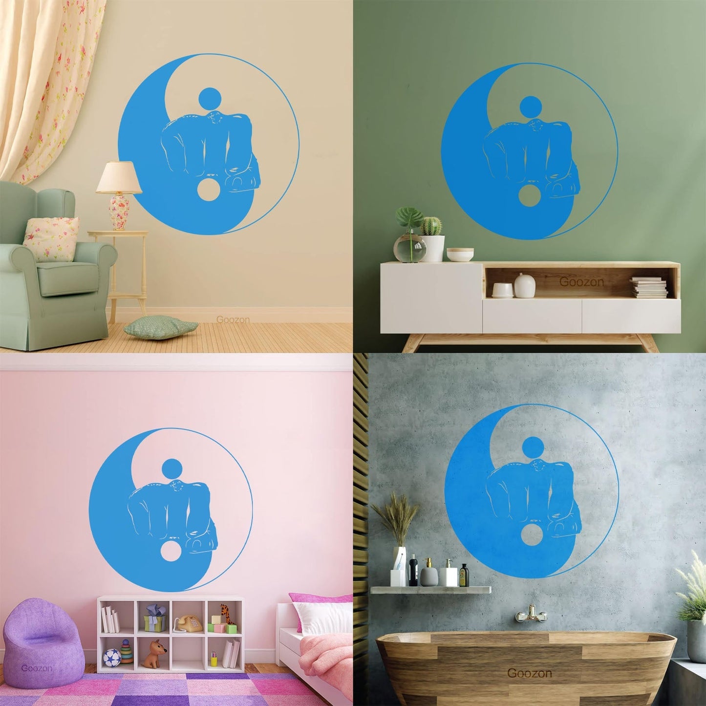 Wall Stickers Yin Yang Martial Arts Sports Fitnesscenter Fight Gymnastics Multi Color Selection