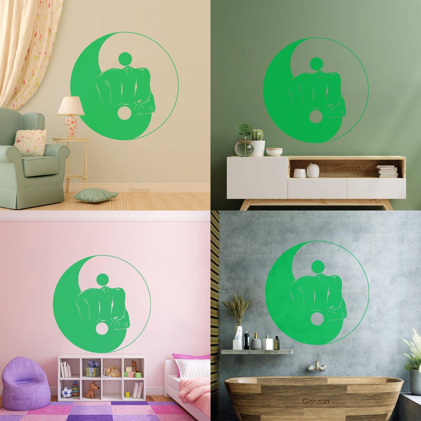 Wall Stickers Yin Yang Martial Arts Sports Fitnesscenter Fight Gymnastics Multi Color Selection