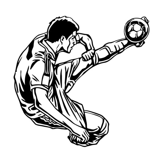 Engraving Stickers Sports Football Soccer Jumping Feeding Goal Forward Art Mural Painting