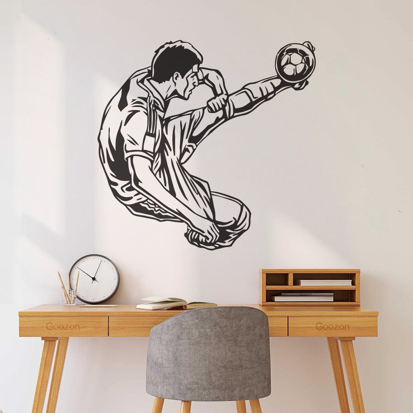 Engraving Stickers Sports Football Soccer Jumping Feeding Goal Forward Art Mural Painting