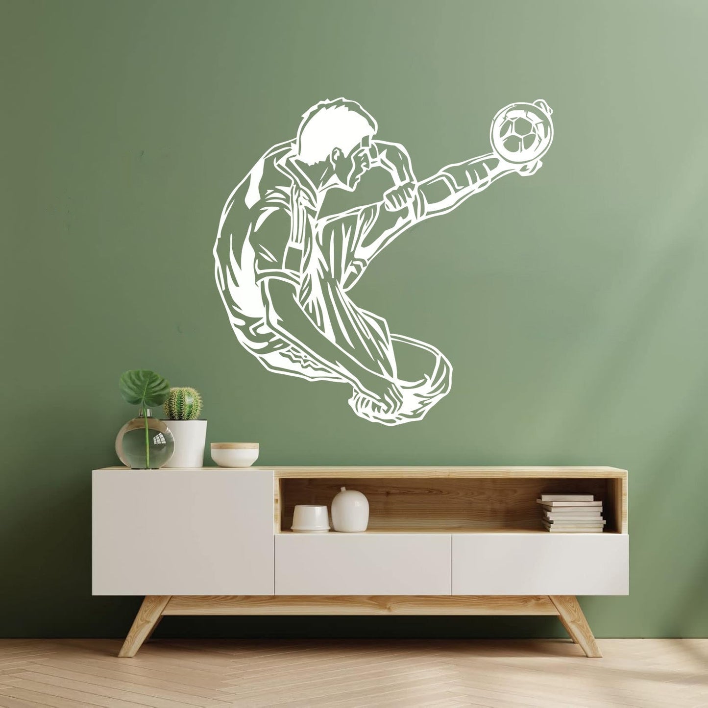 Engraving Stickers Sports Football Soccer Jumping Feeding Goal Forward Art Mural Painting