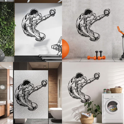 Engraving Stickers Sports Football Soccer Jumping Feeding Goal Forward Art Mural Painting