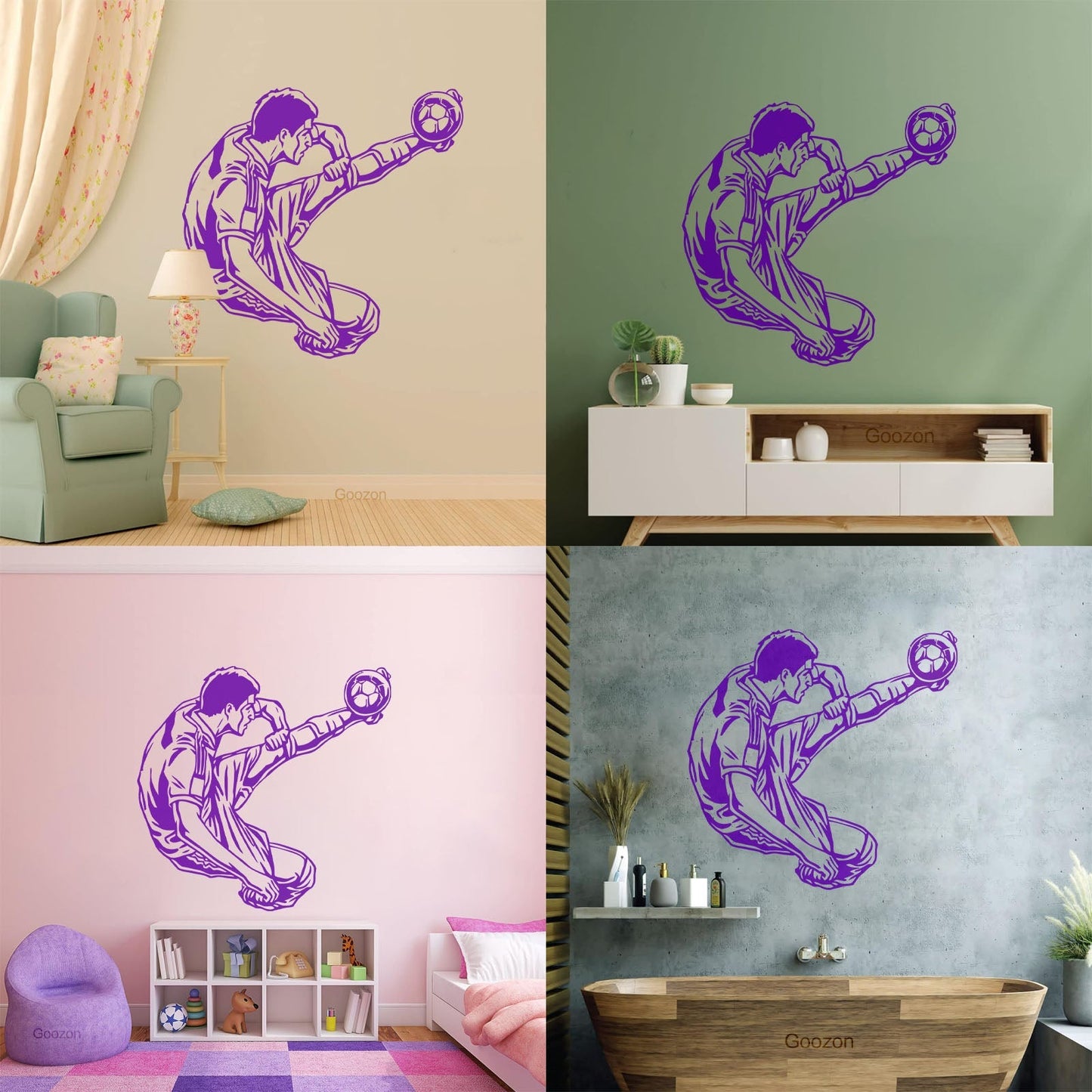 Engraving Stickers Sports Football Soccer Jumping Feeding Goal Forward Art Mural Painting