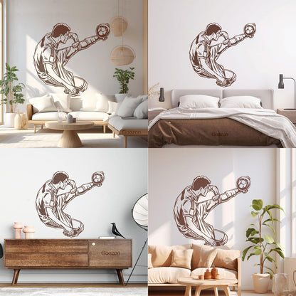 Engraving Stickers Sports Football Soccer Jumping Feeding Goal Forward Art Mural Painting