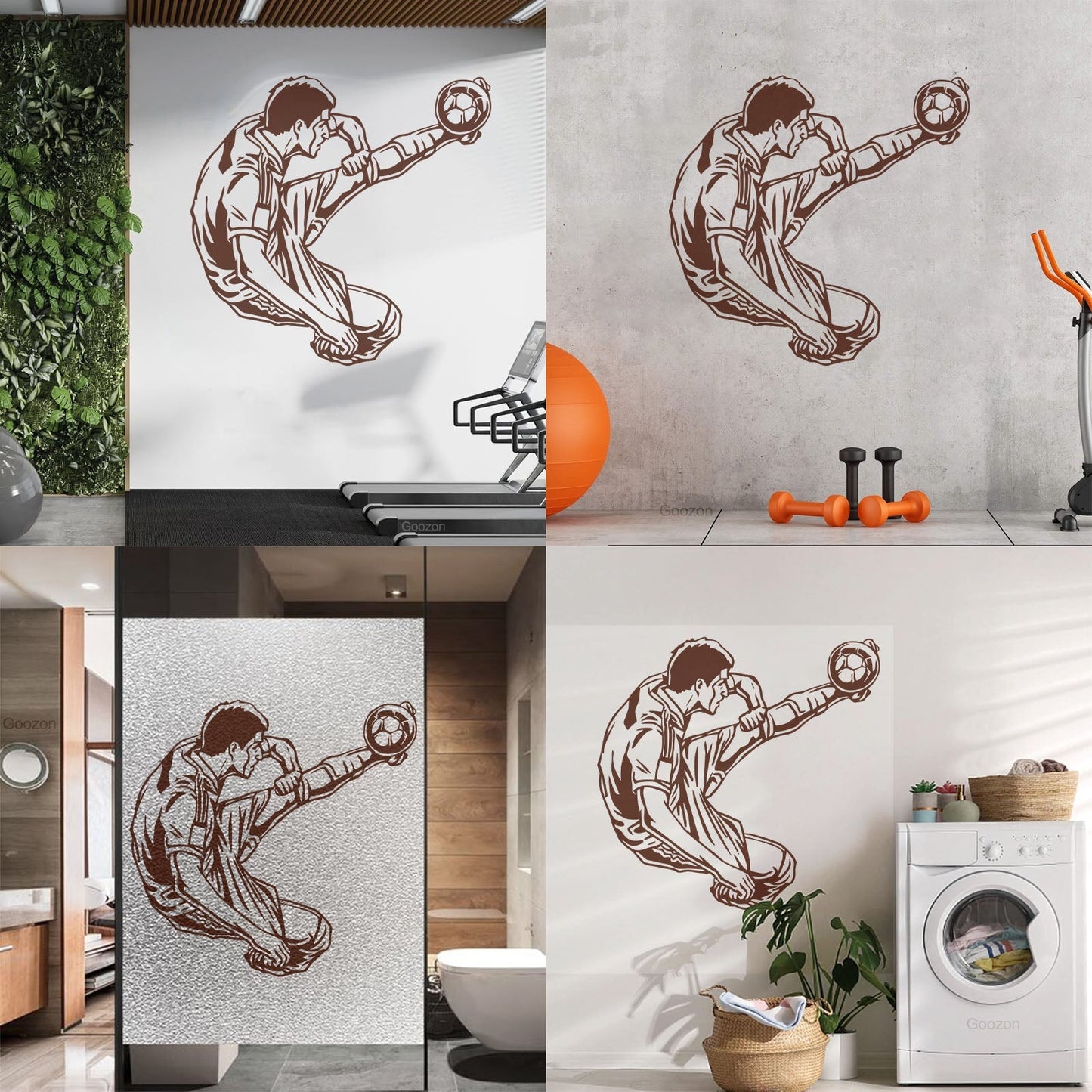 Engraving Stickers Sports Football Soccer Jumping Feeding Goal Forward Art Mural Painting