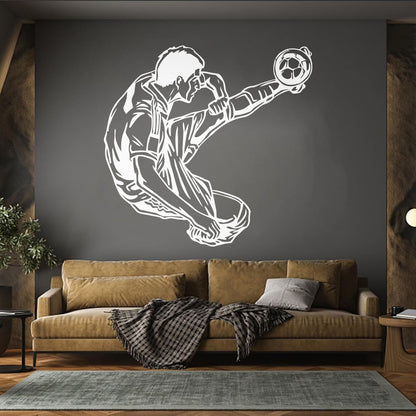 Engraving Stickers Sports Football Soccer Jumping Feeding Goal Forward Art Mural Painting
