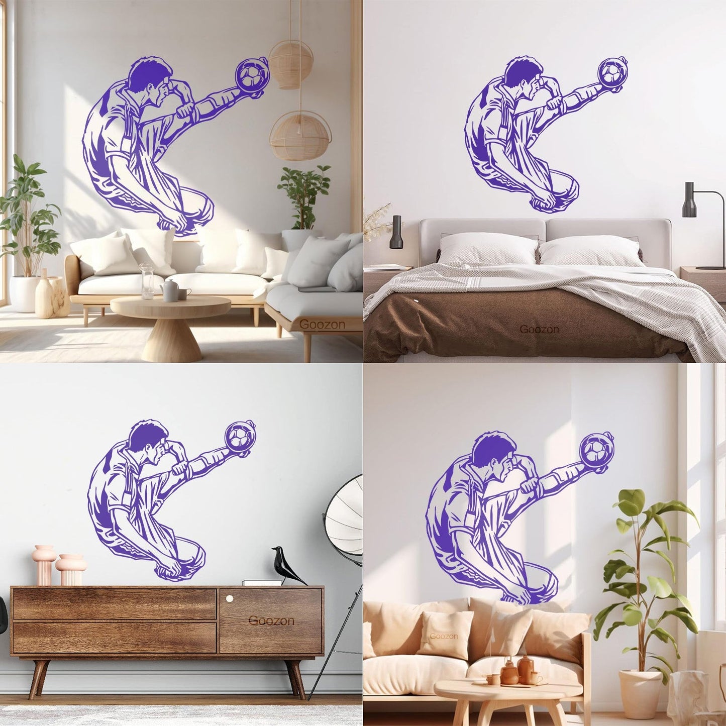 Engraving Stickers Sports Football Soccer Jumping Feeding Goal Forward Art Mural Painting