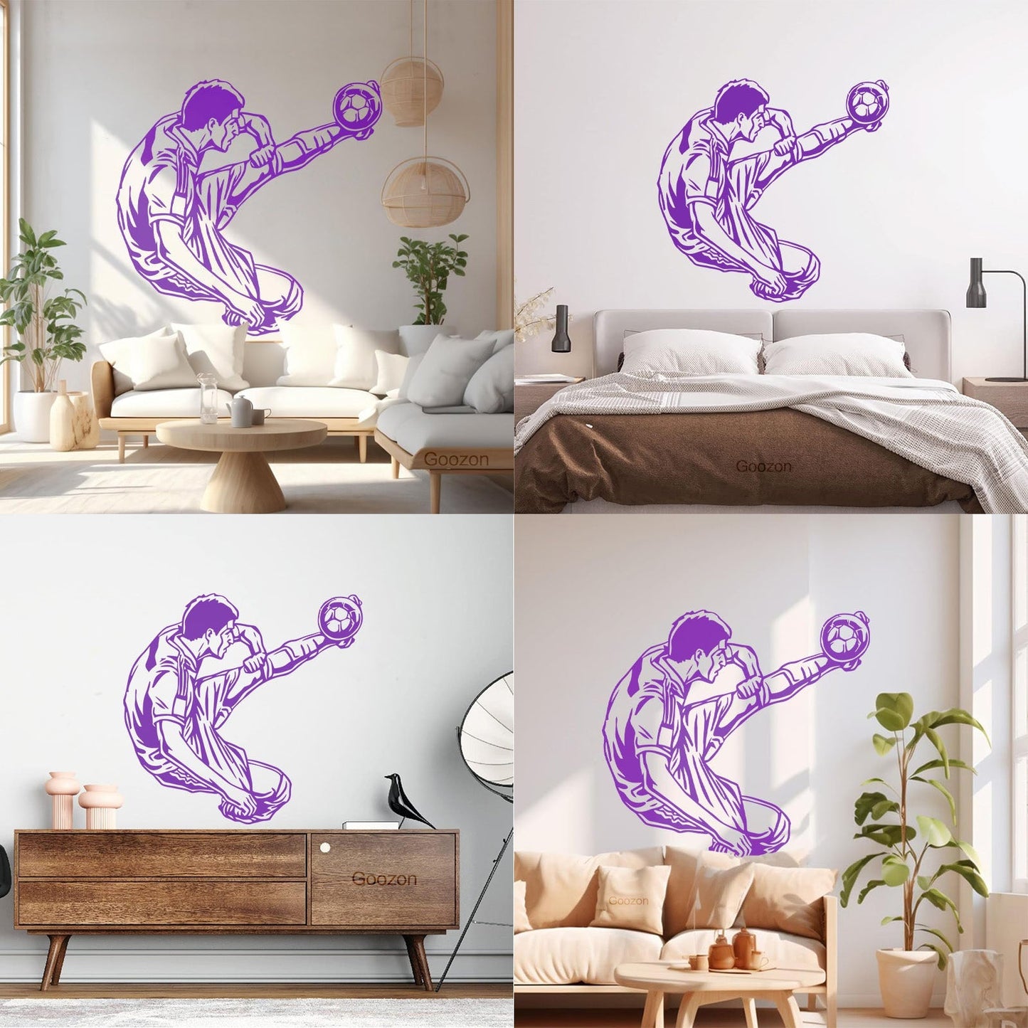 Engraving Stickers Sports Football Soccer Jumping Feeding Goal Forward Art Mural Painting