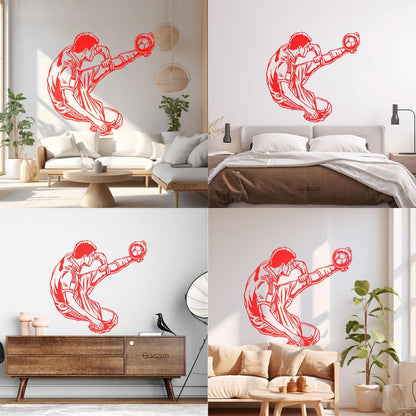 Engraving Stickers Sports Football Soccer Jumping Feeding Goal Forward Art Mural Painting