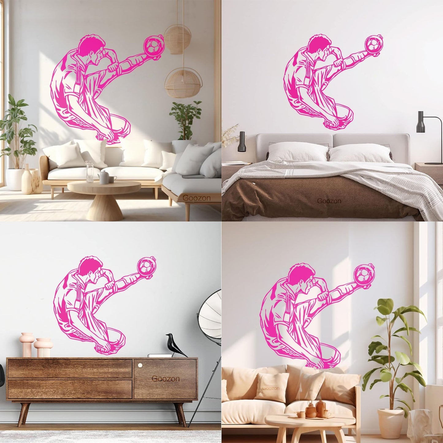 Engraving Stickers Sports Football Soccer Jumping Feeding Goal Forward Art Mural Painting