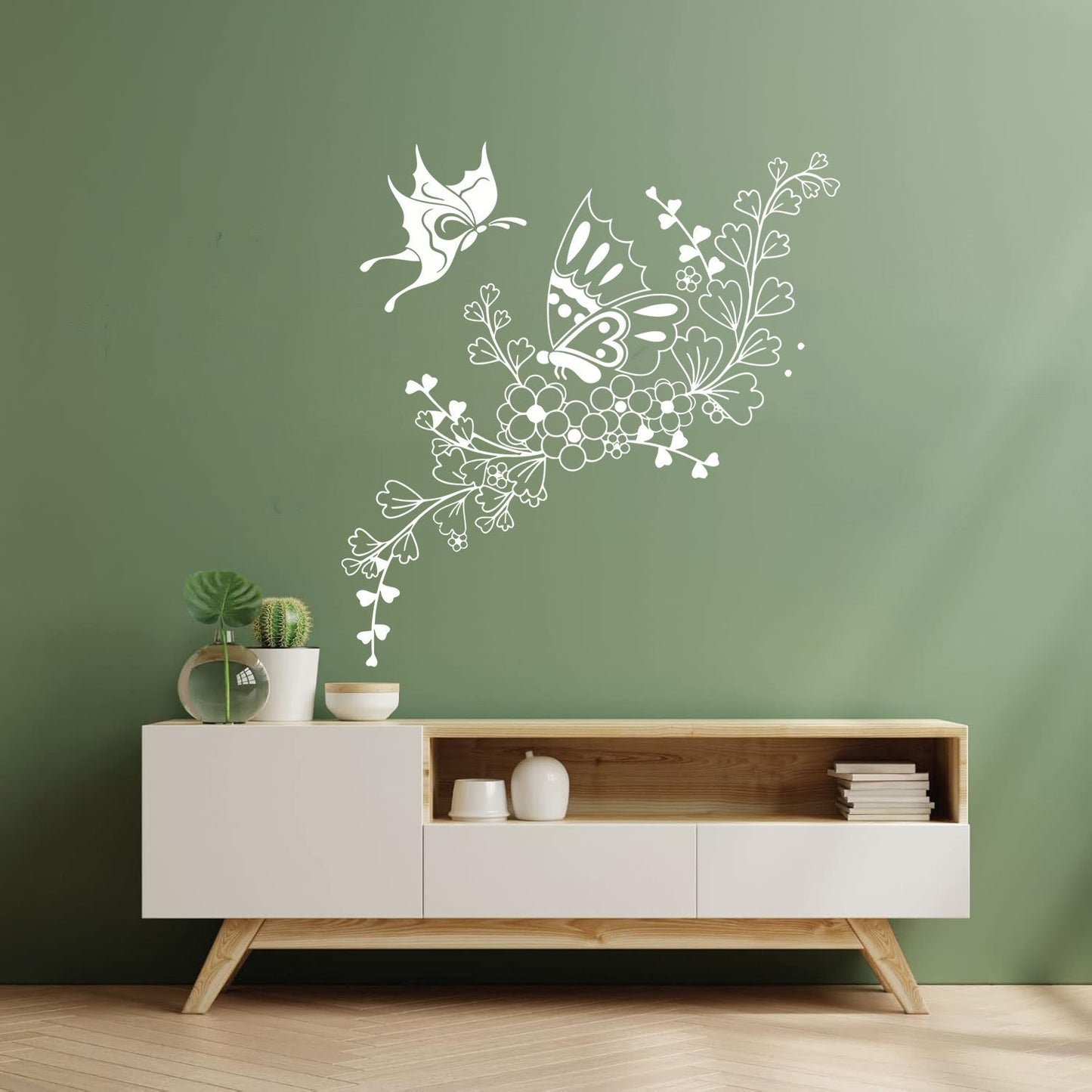 Beautiful Butterfly Flower Ornament Plant Pattern Wall Decals Pvc Waterproof