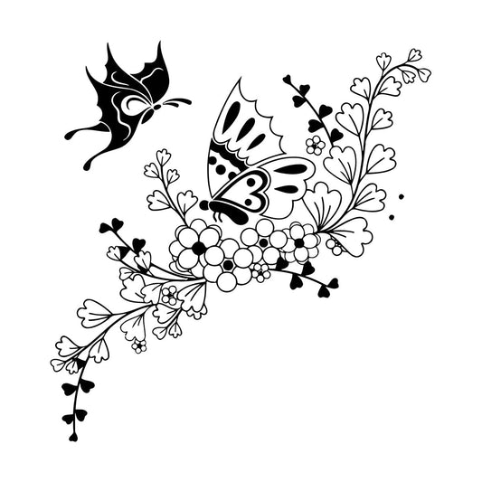 Beautiful Butterfly Flower Ornament Plant Pattern Wall Decals Pvc Waterproof