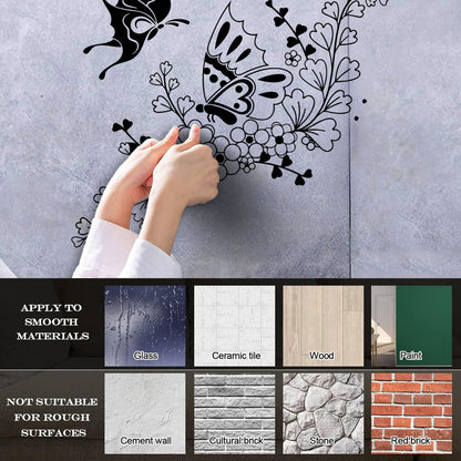 Beautiful Butterfly Flower Ornament Plant Pattern Wall Decals Pvc Waterproof