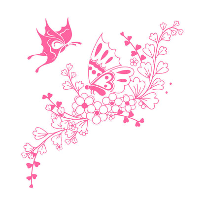 Beautiful Butterfly Flower Ornament Plant Pattern Wall Decals Pvc Waterproof