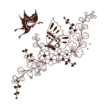 Beautiful Butterfly Flower Ornament Plant Pattern Wall Decals Pvc Waterproof