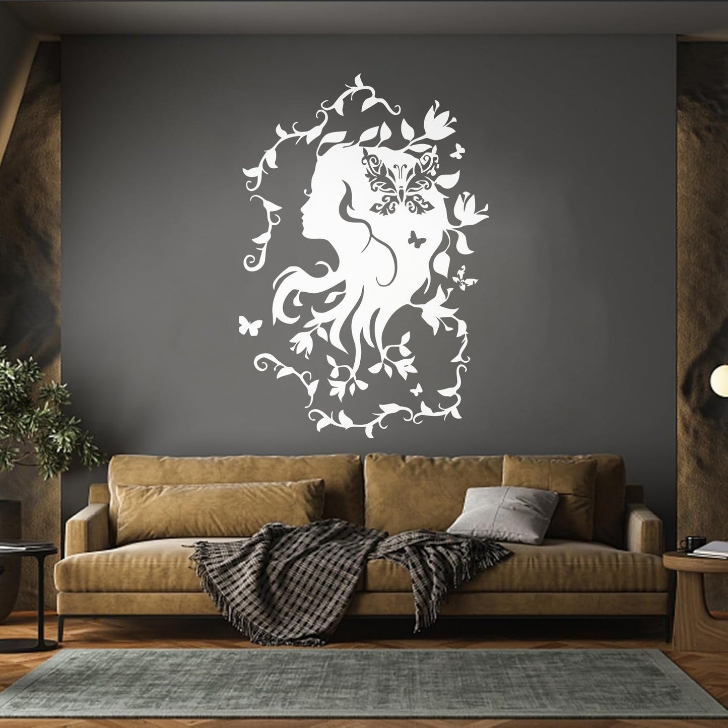 Lettering Stickers Beautiful Woman Hair Salon Flowers Butterflies Ornament Abstract Girl It Won'T Fall Off