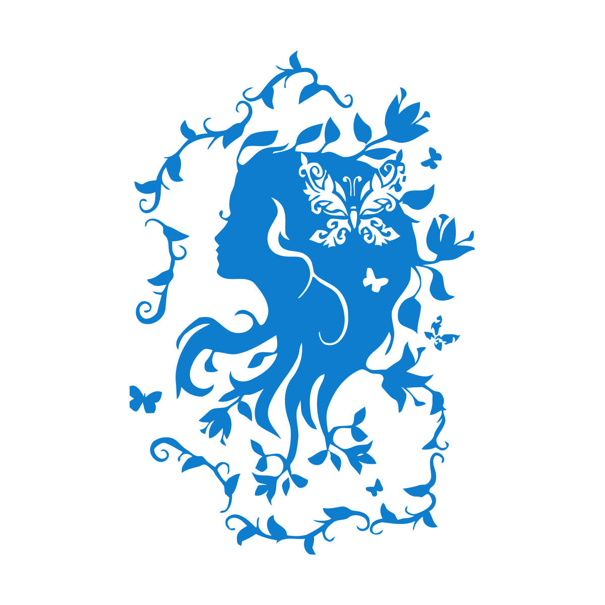 Lettering Stickers Beautiful Woman Hair Salon Flowers Butterflies Ornament Abstract Girl It Won'T Fall Off