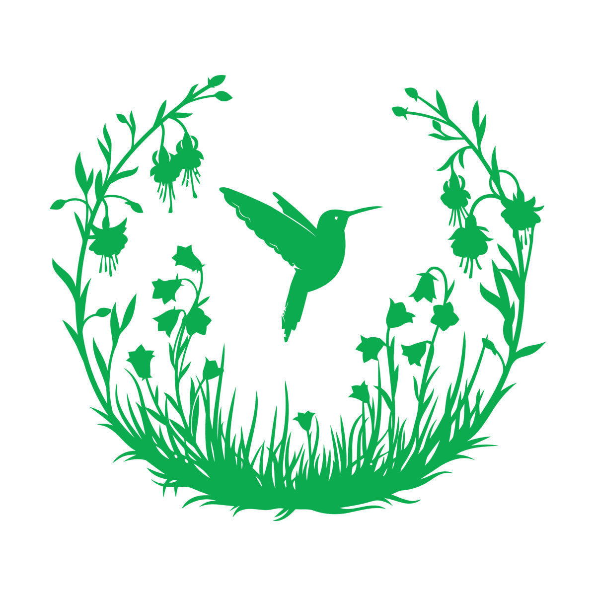 Vinyl Wall Stickers Hummingbird With Flowers Natural Flying Bird Circle Can Modify And Add Information