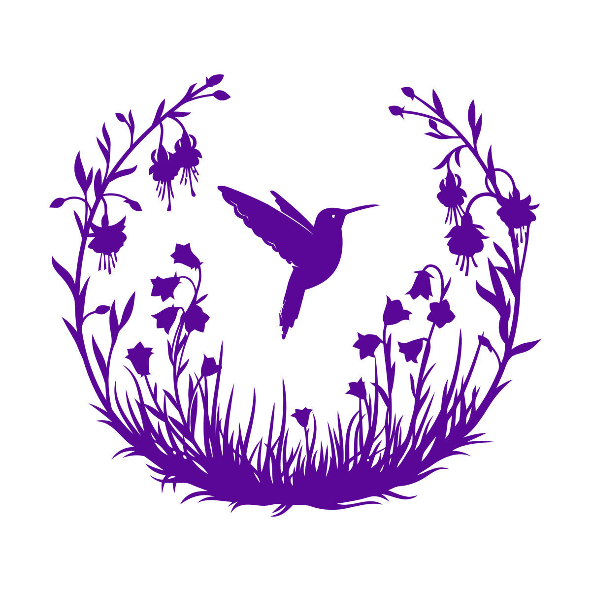 Vinyl Wall Stickers Hummingbird With Flowers Natural Flying Bird Circle Can Modify And Add Information