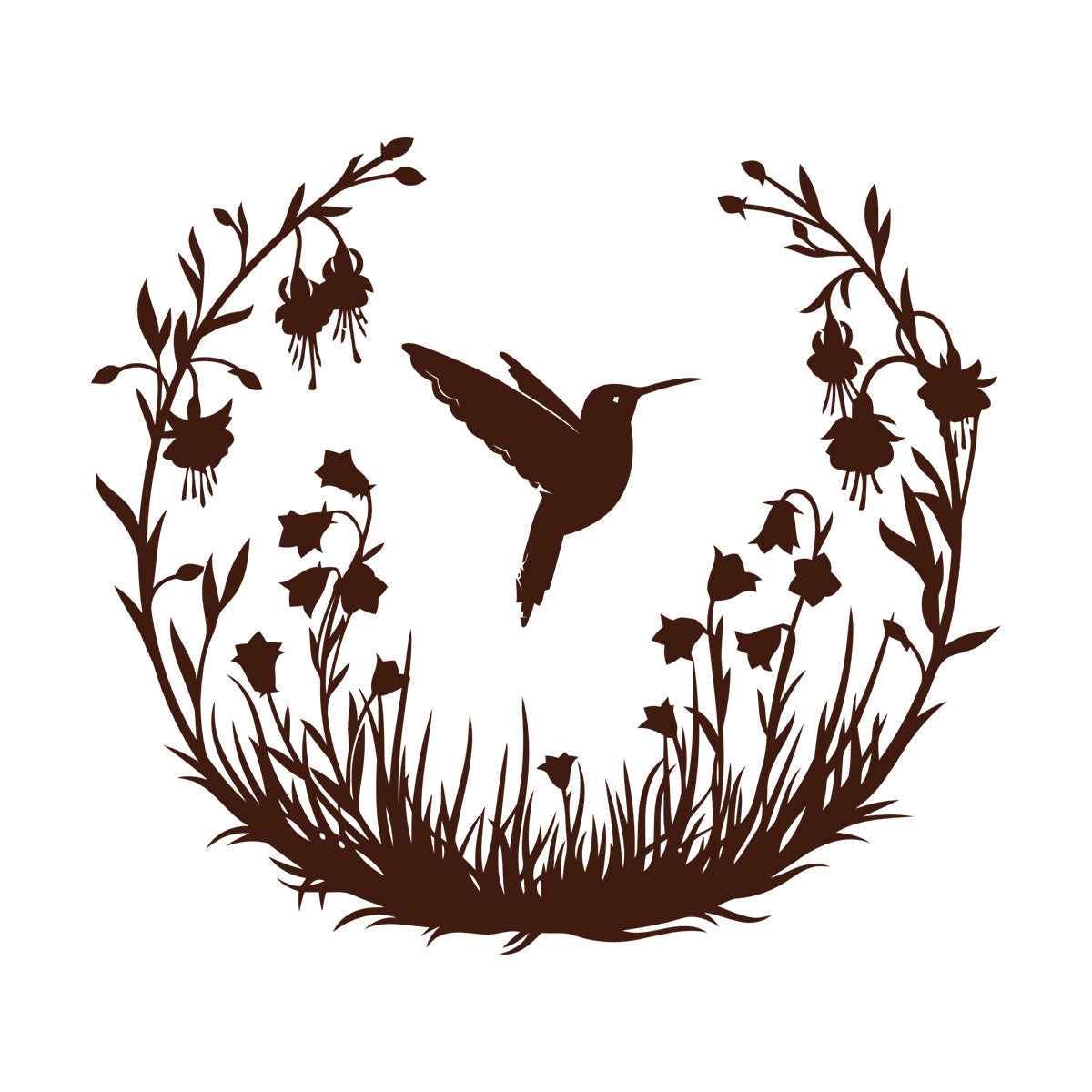 Vinyl Wall Stickers Hummingbird With Flowers Natural Flying Bird Circle Can Modify And Add Information