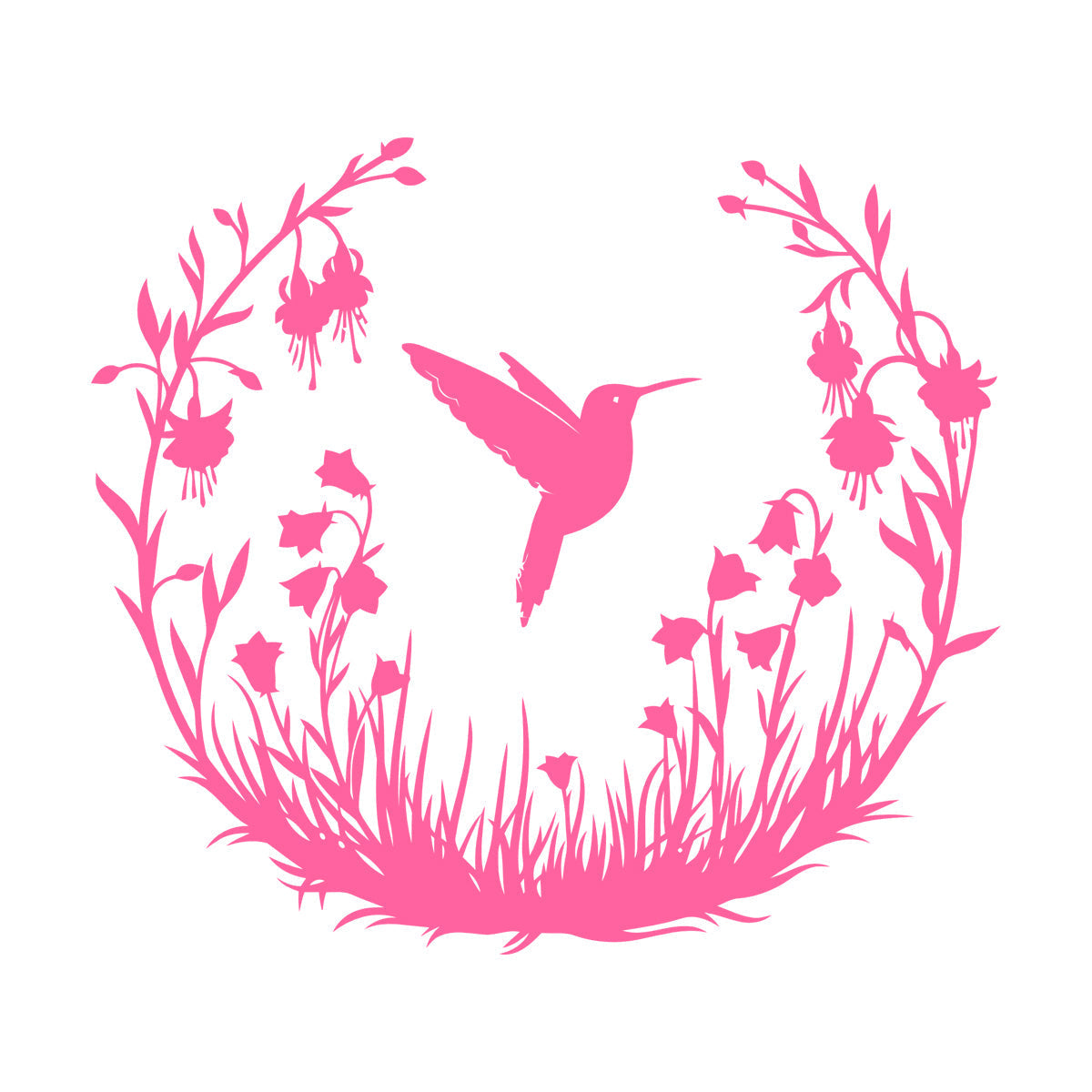 Vinyl Wall Stickers Hummingbird With Flowers Natural Flying Bird Circle Can Modify And Add Information
