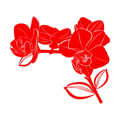 Bud Leaves Branch Flowers Orchid Mural And Wall Vinyl Decal Window Decals