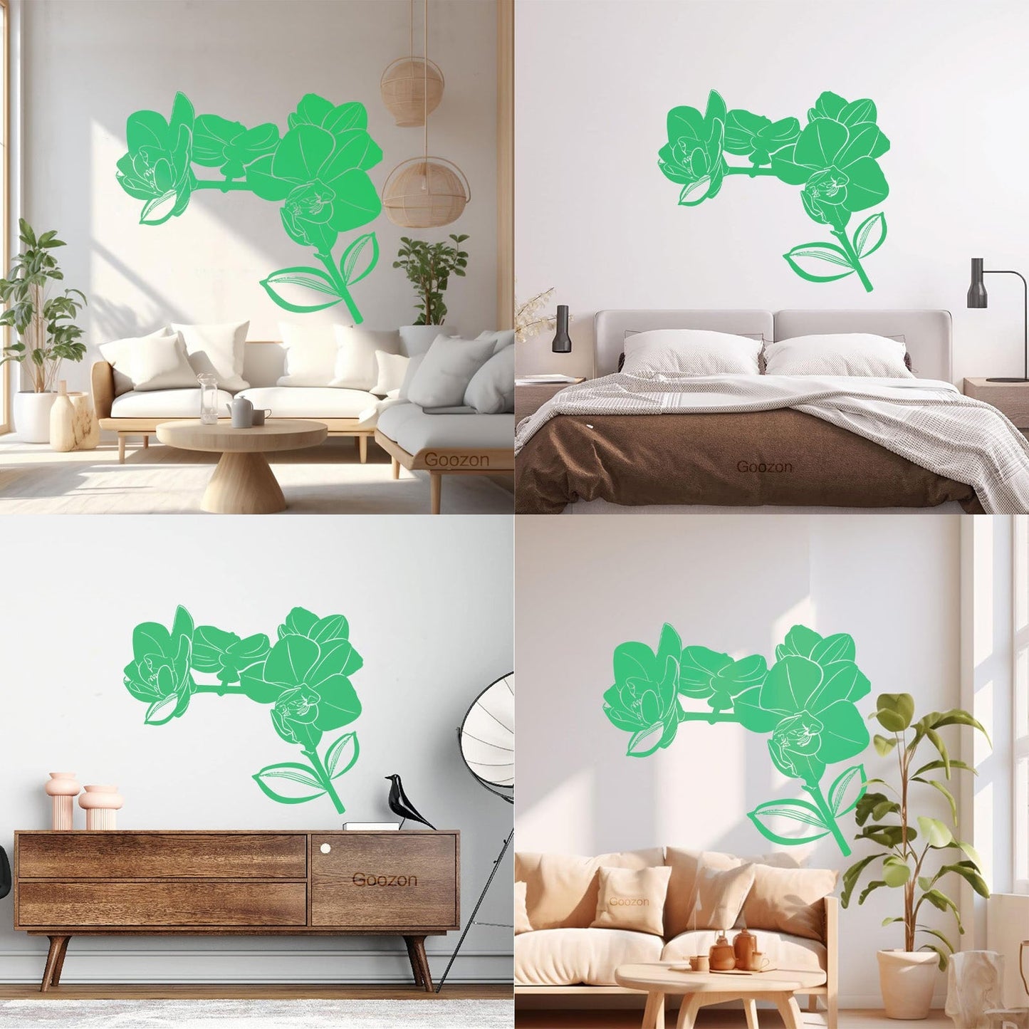 Bud Leaves Branch Flowers Orchid Mural And Wall Vinyl Decal Window Decals