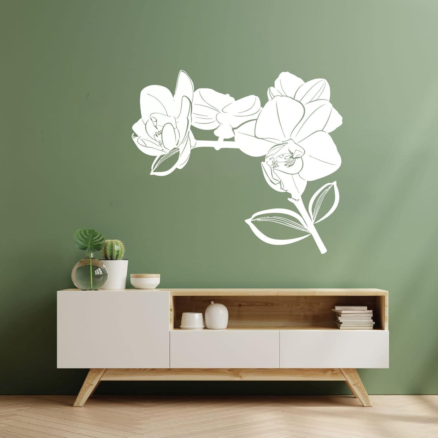 Bud Leaves Branch Flowers Orchid Mural And Wall Vinyl Decal Window Decals