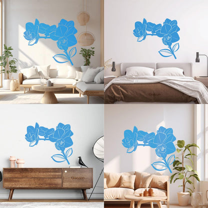 Bud Leaves Branch Flowers Orchid Mural And Wall Vinyl Decal Window Decals