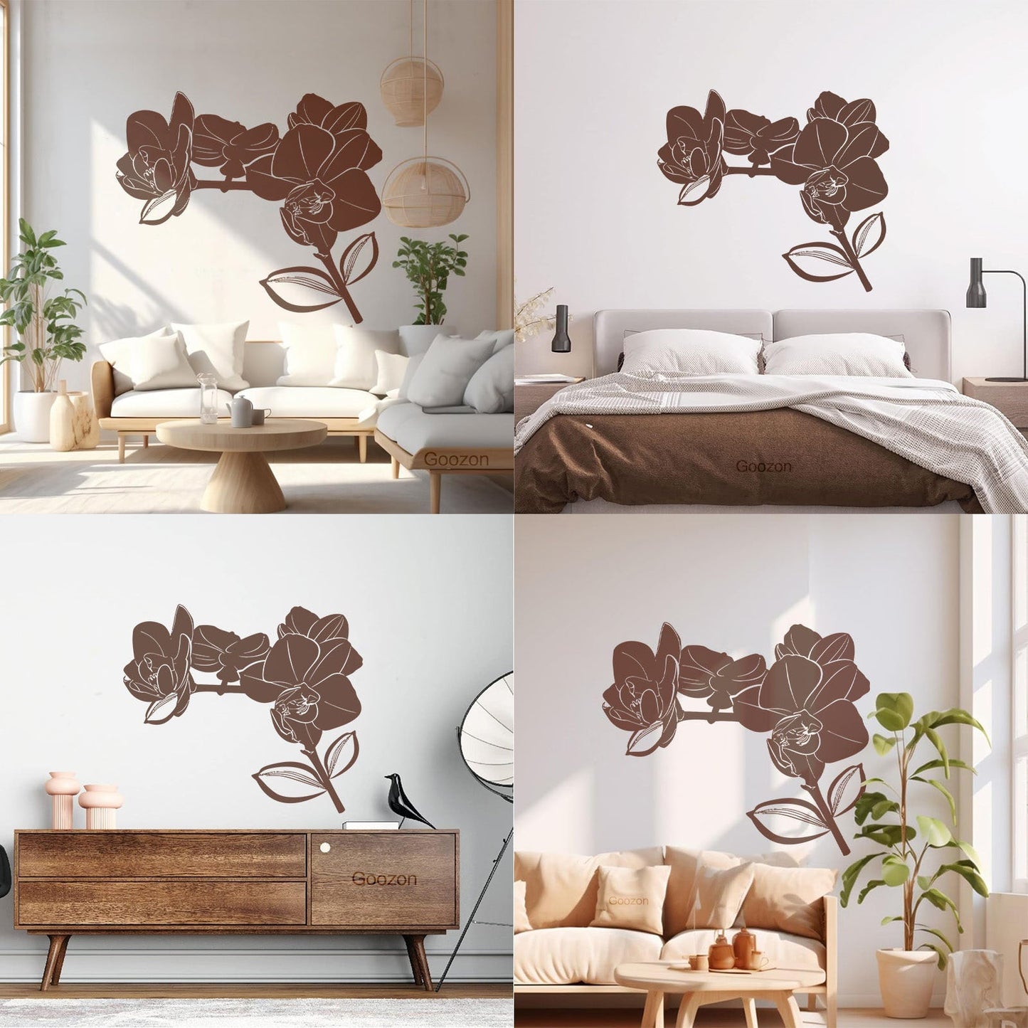 Bud Leaves Branch Flowers Orchid Mural And Wall Vinyl Decal Window Decals