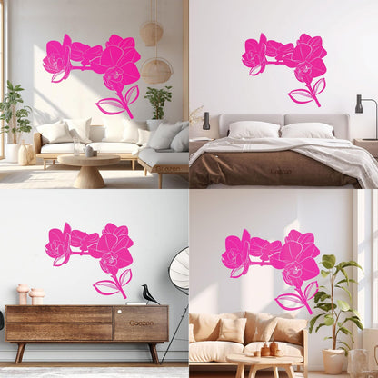 Bud Leaves Branch Flowers Orchid Mural And Wall Vinyl Decal Window Decals