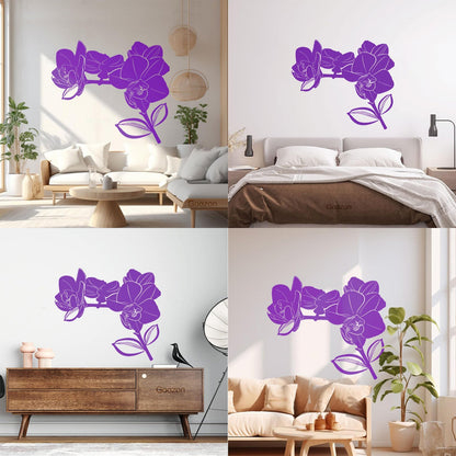 Bud Leaves Branch Flowers Orchid Mural And Wall Vinyl Decal Window Decals