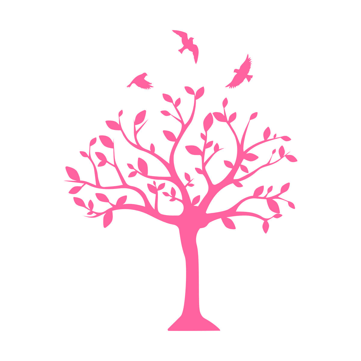Tree Natural Birds Flowering Vinyl Art Sticker Do Not Damage The Wall Surface
