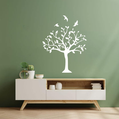 Tree Natural Birds Flowering Vinyl Art Sticker Do Not Damage The Wall Surface