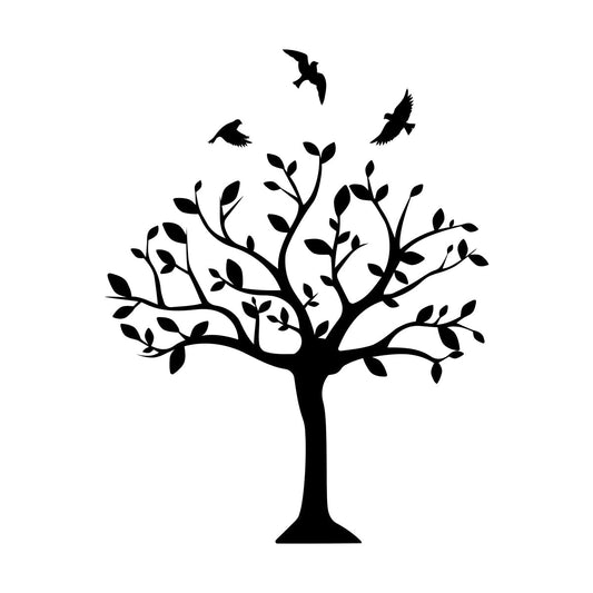Tree Natural Birds Flowering Vinyl Art Sticker Do Not Damage The Wall Surface