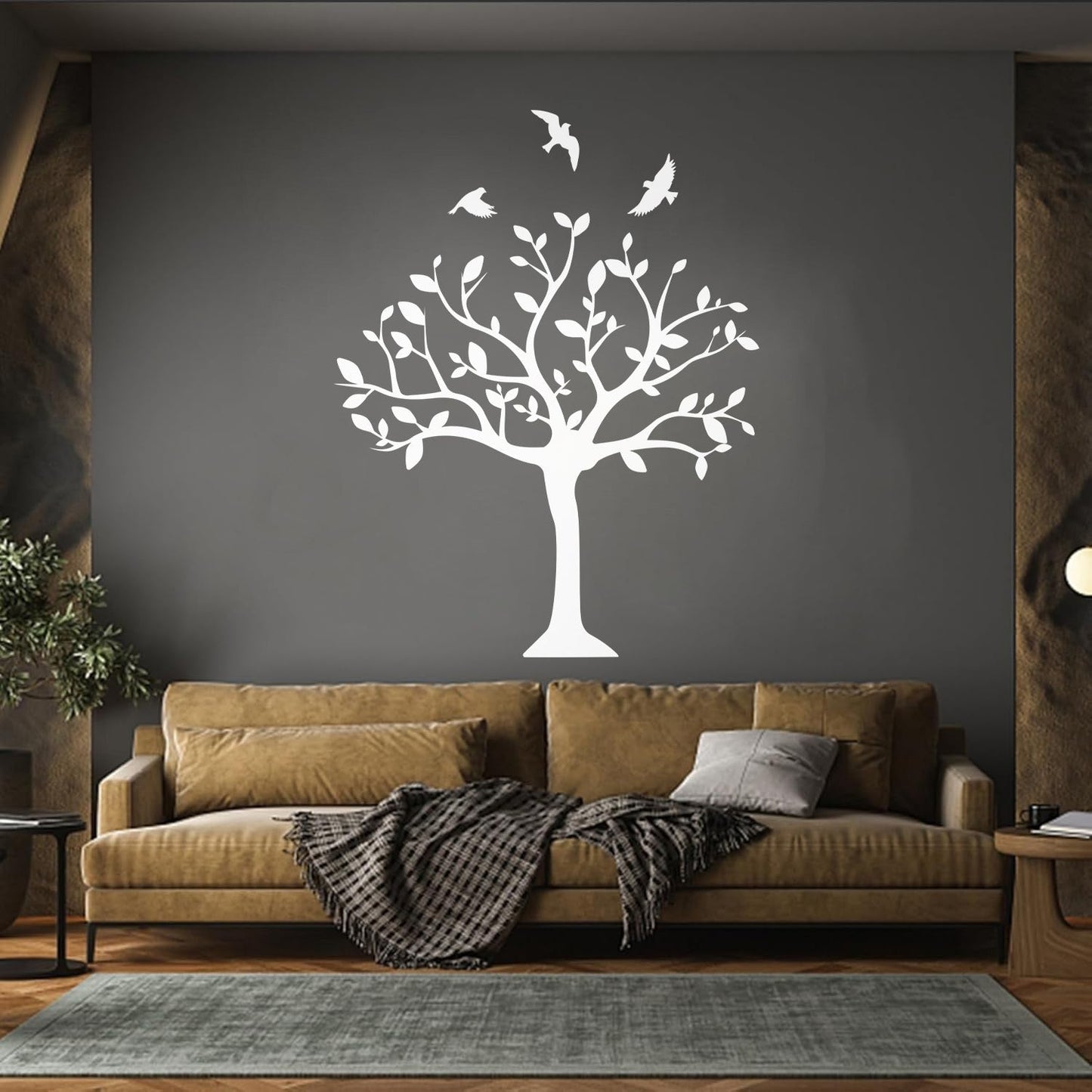 Tree Natural Birds Flowering Vinyl Art Sticker Do Not Damage The Wall Surface