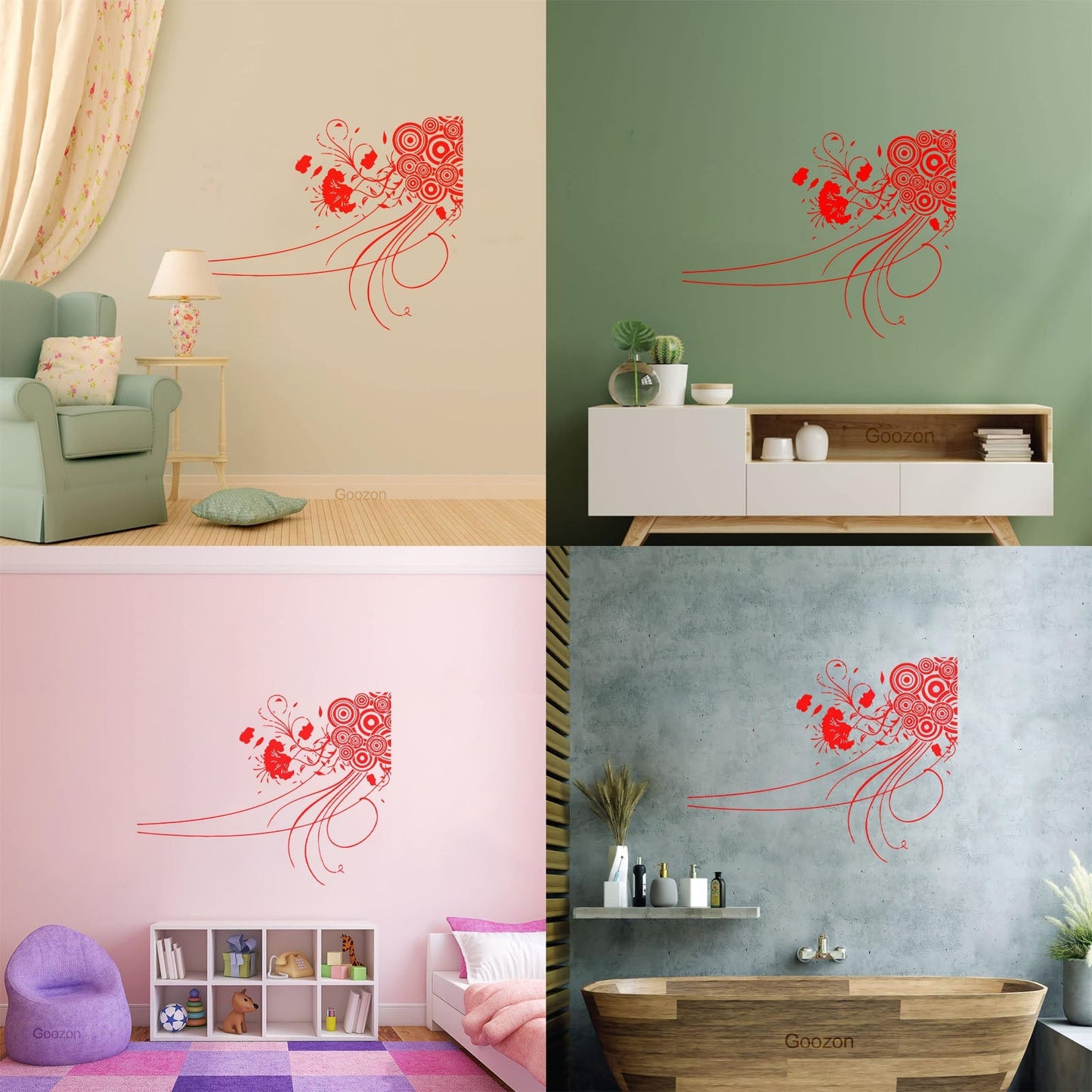 Engraving Stickers Abstract Circles & Flowers Modern Ation Multi Color Selection