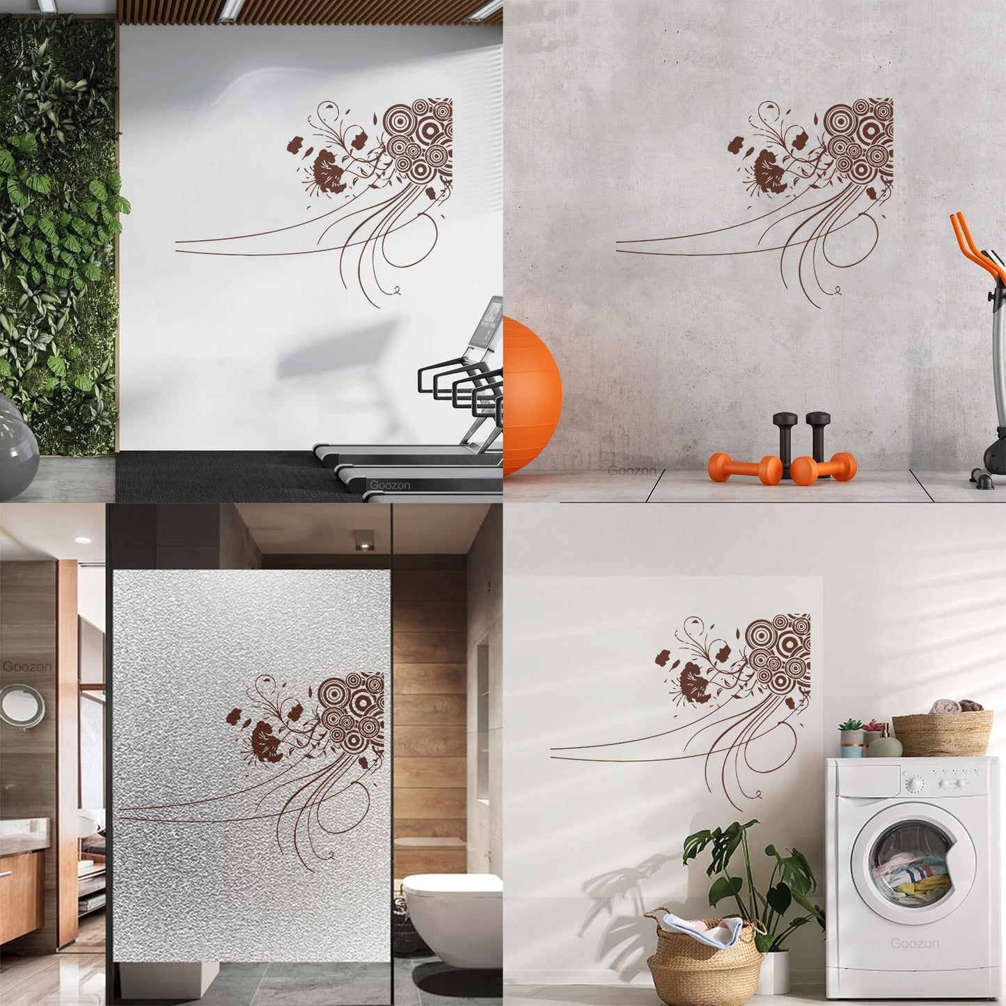 Engraving Stickers Abstract Circles & Flowers Modern Ation Multi Color Selection